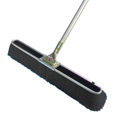 BON TOOL Floor Broom, Medium Black Bristles, 24", 60" Metal Handle 84-176